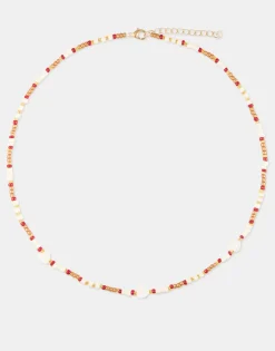 Natura Selection Collar Beads Corazones Nácar 150181-BURGUNDY New