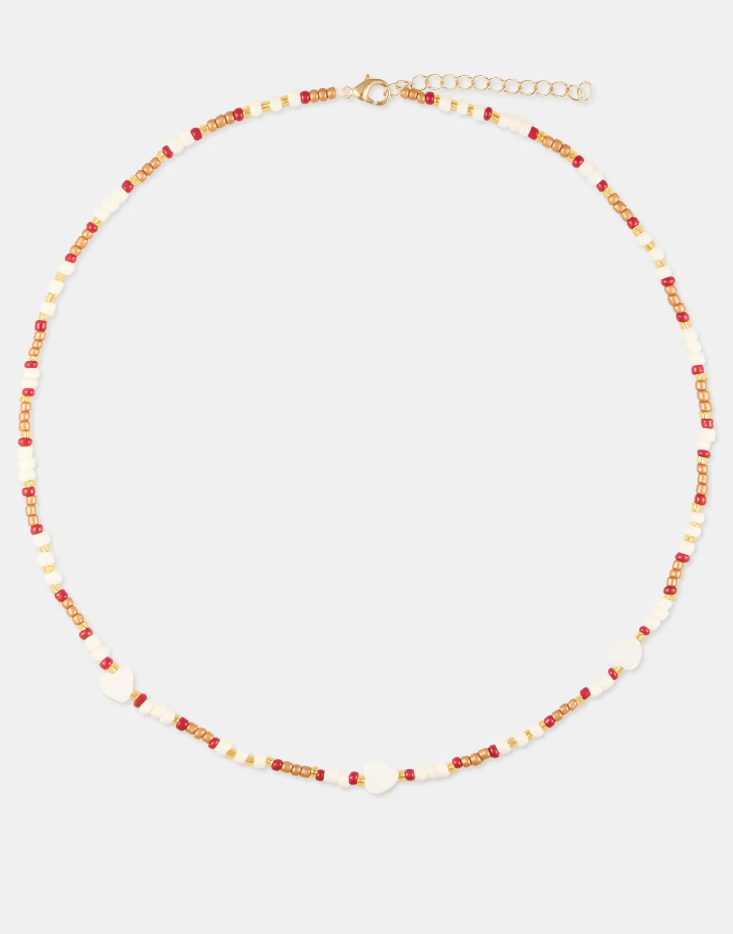 Natura Selection Collar Beads Corazones Nácar 150181-BURGUNDY New