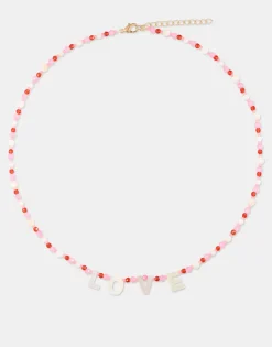 Natura Selection Collar Beads Love 150182-PINK Discount